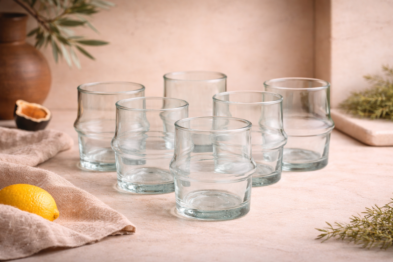 6 Essaouira Ridged Tumblers